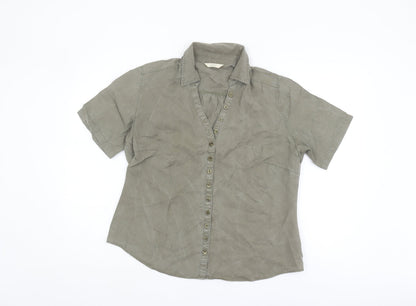 Womens UK Size 16 Marks and Spencer Green Basic Button-Up