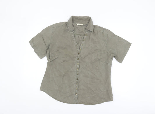 Womens UK Size 16 Marks and Spencer Green Basic Button-Up