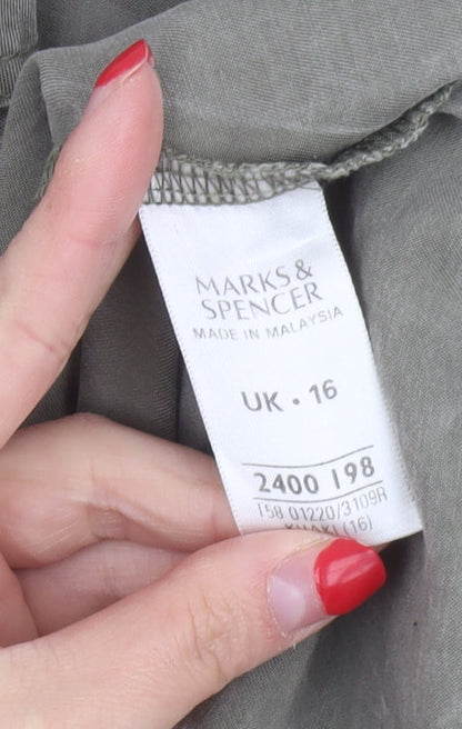 Womens UK Size 16 Marks and Spencer Green Basic Button-Up