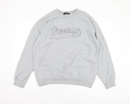 Mens UK Size M PRETTYLITTLETHING Grey Pullover Sweatshirt