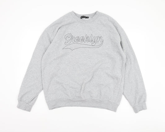 Mens UK Size M PRETTYLITTLETHING Grey Pullover Sweatshirt