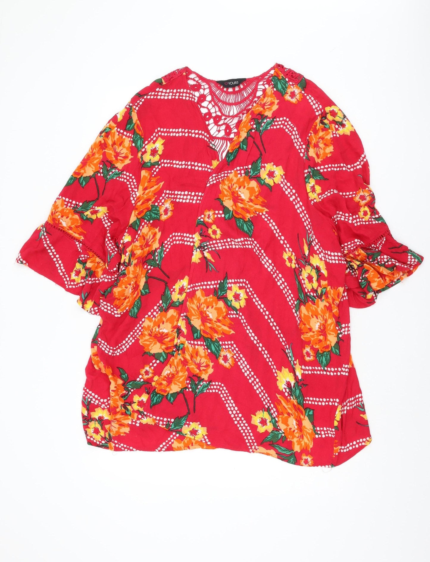 Yours Women's Red Floral Cover Up, Plus Size 26-28