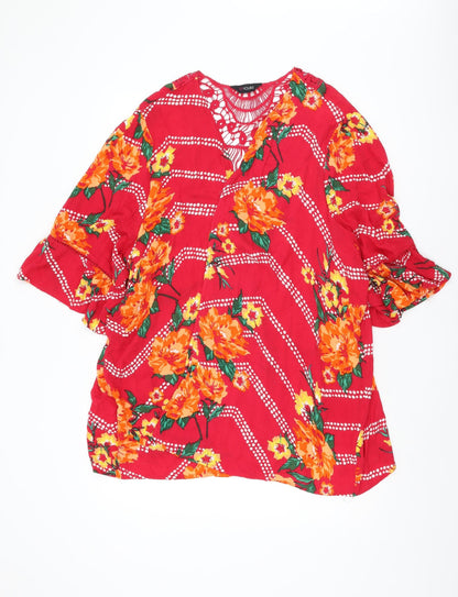 Yours Women's Red Floral Cover Up, Plus Size 26-28