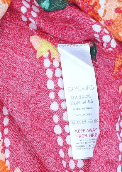 Yours Women's Red Floral Cover Up, Plus Size 26-28
