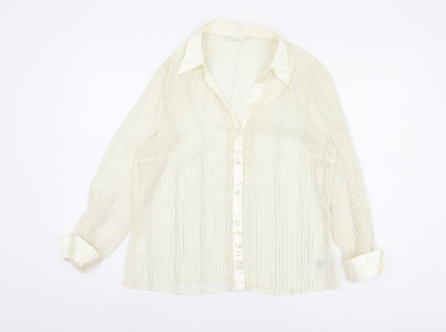 Womens UK Size 14 Marks and Spencer Beige Basic Button-Up