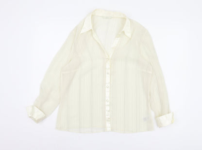 Womens UK Size 14 Marks and Spencer Beige Basic Button-Up