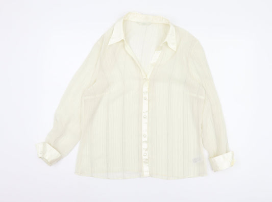 Womens UK Size 14 Marks and Spencer Beige Basic Button-Up