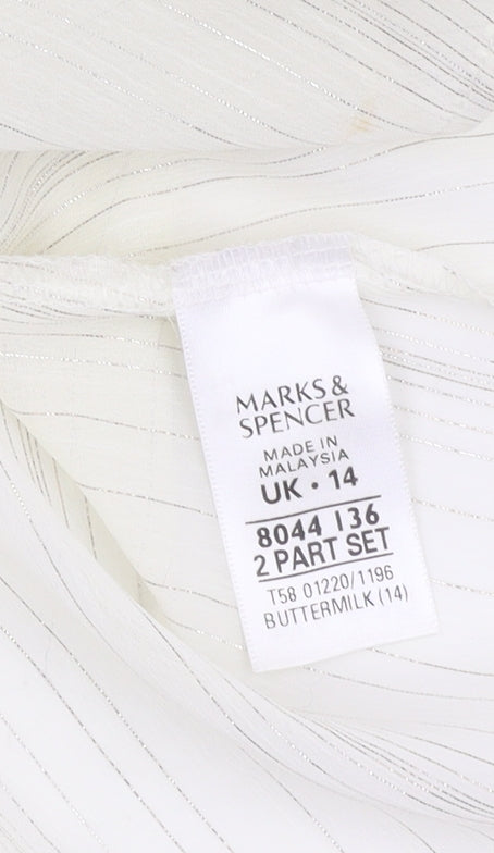Womens UK Size 14 Marks and Spencer Beige Basic Button-Up