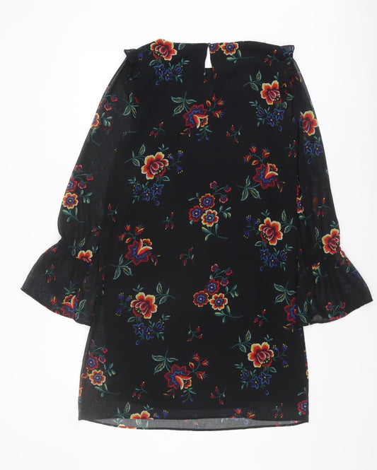 Marks and Spencer Women's Black Floral Shift Dress Size 10