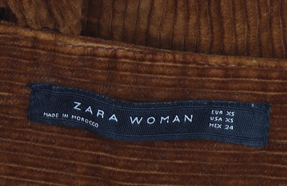 Womens UK Size XS Zara Regular Fit Casual Brown Trousers