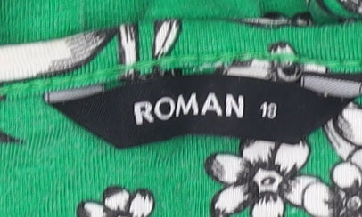 Roman Green Floral Short Sleeve Women's Dress Size 10