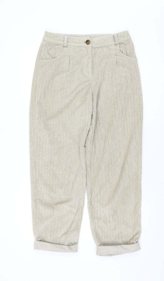 Topshop Women's Beige Cropped Corduroy Trousers Size 8