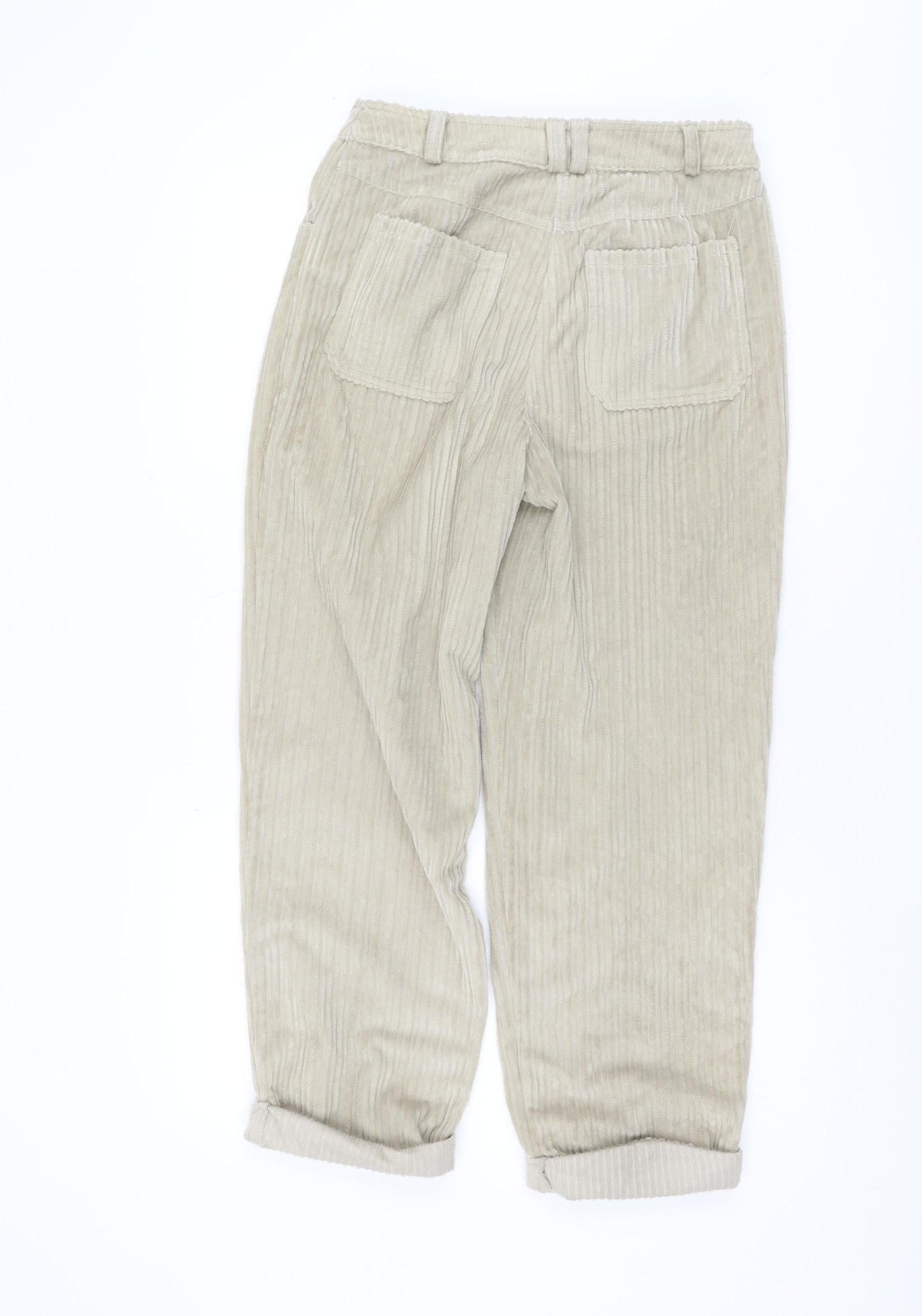 Topshop Women's Beige Cropped Corduroy Trousers Size 8