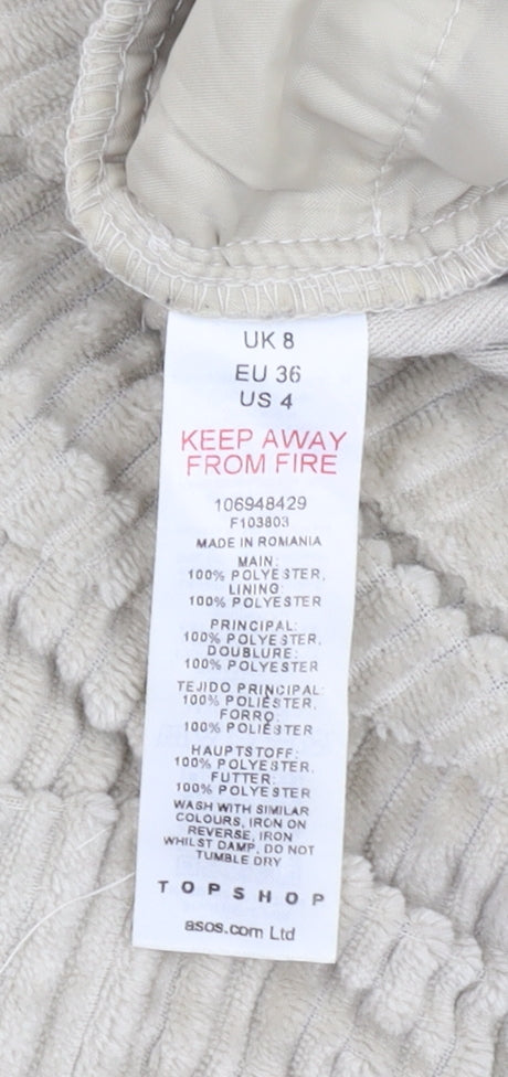 Topshop Women's Beige Cropped Corduroy Trousers Size 8