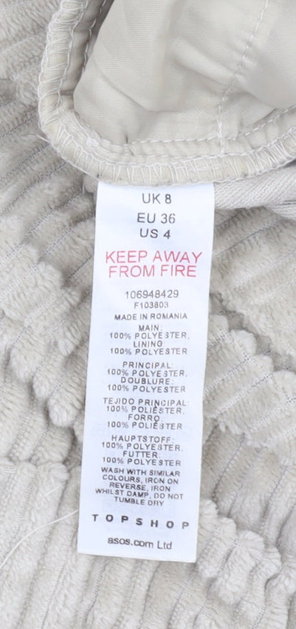 Topshop Women's Beige Cropped Corduroy Trousers Size 8