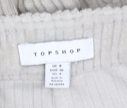 Topshop Women's Beige Cropped Corduroy Trousers Size 8