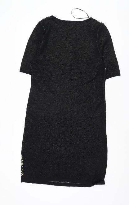 M&Co Women's Black Floral Dress Size 14