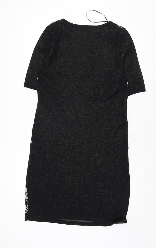 M&Co Women's Black Floral Dress Size 14