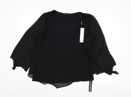 Womens UK Size 14 Roman Black Basic Blouse