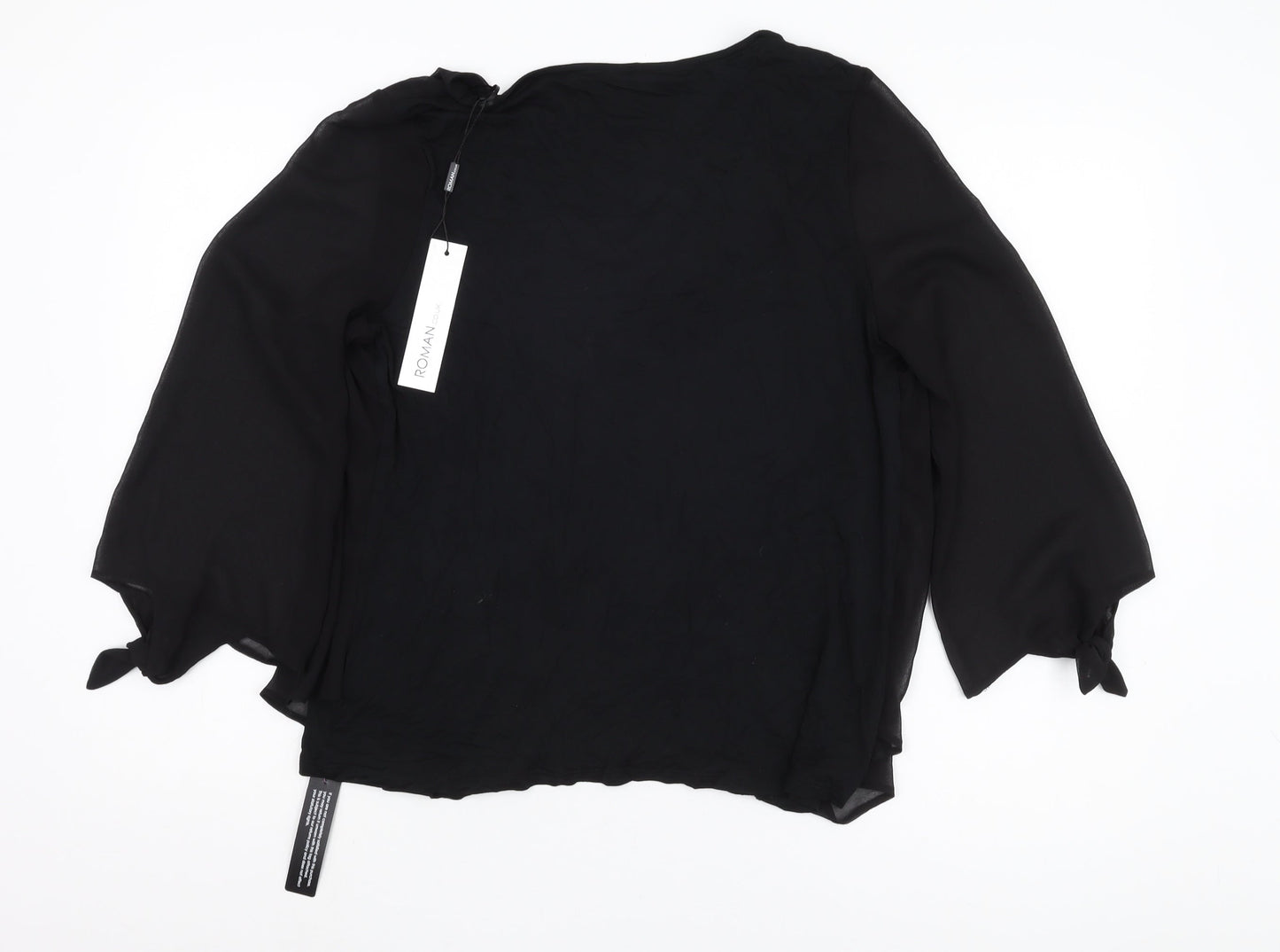 Womens UK Size 14 Roman Black Basic Blouse