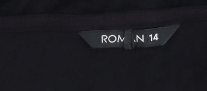 Womens UK Size 14 Roman Black Basic Blouse