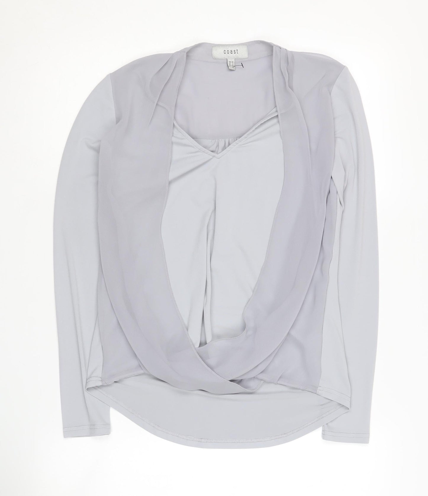 Womens UK Size 10 Coast Silver Wrap Blouse