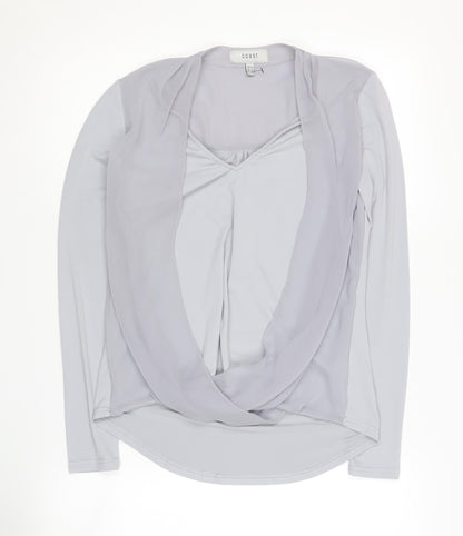Womens UK Size 10 Coast Silver Wrap Blouse