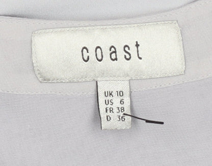 Womens UK Size 10 Coast Silver Wrap Blouse