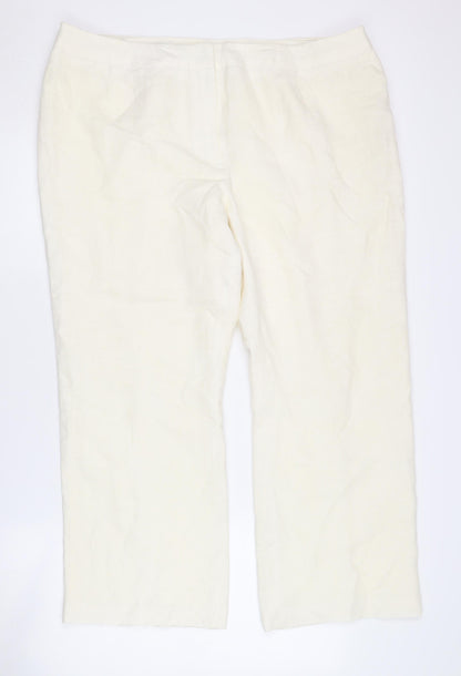 Ann Harvey Women's Ivory Linen Trousers Size 18
