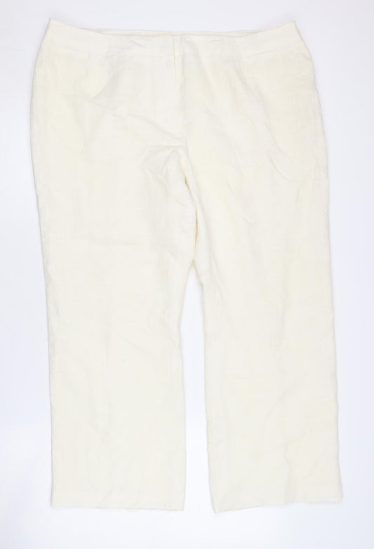 Ann Harvey Women's Ivory Linen Trousers Size 18