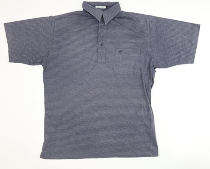 Farah Men's Blue Striped Polo Shirt Medium