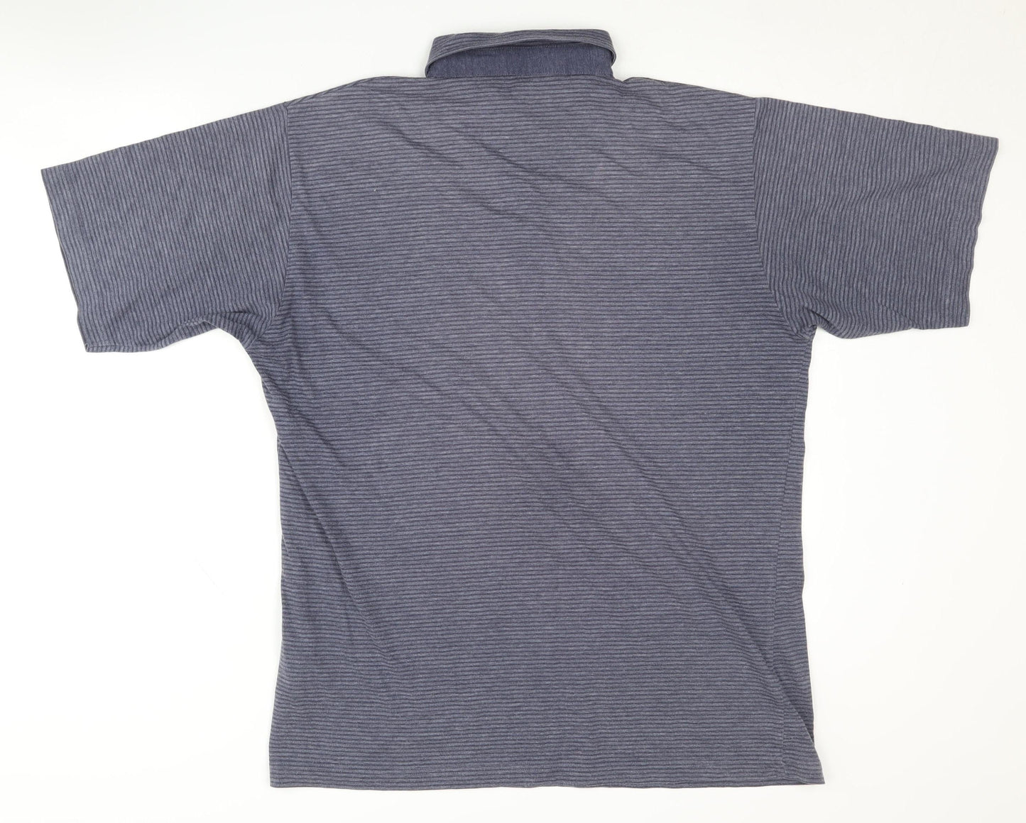 Farah Men's Blue Striped Polo Shirt Medium