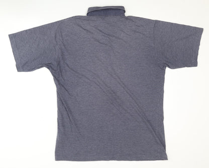 Farah Men's Blue Striped Polo Shirt Medium