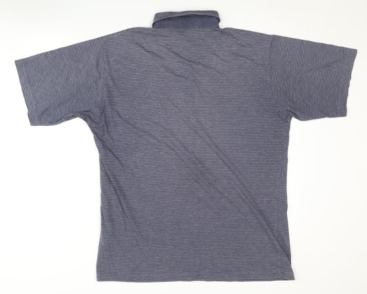 Farah Men's Blue Striped Polo Shirt Medium