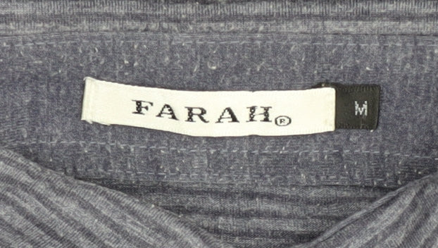 Farah Men's Blue Striped Polo Shirt Medium