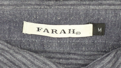 Farah Men's Blue Striped Polo Shirt Medium