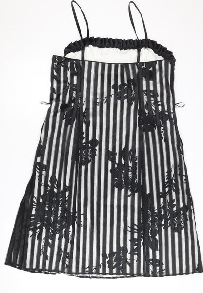 Début Women's Black Floral Striped Slip Dress Size 16
