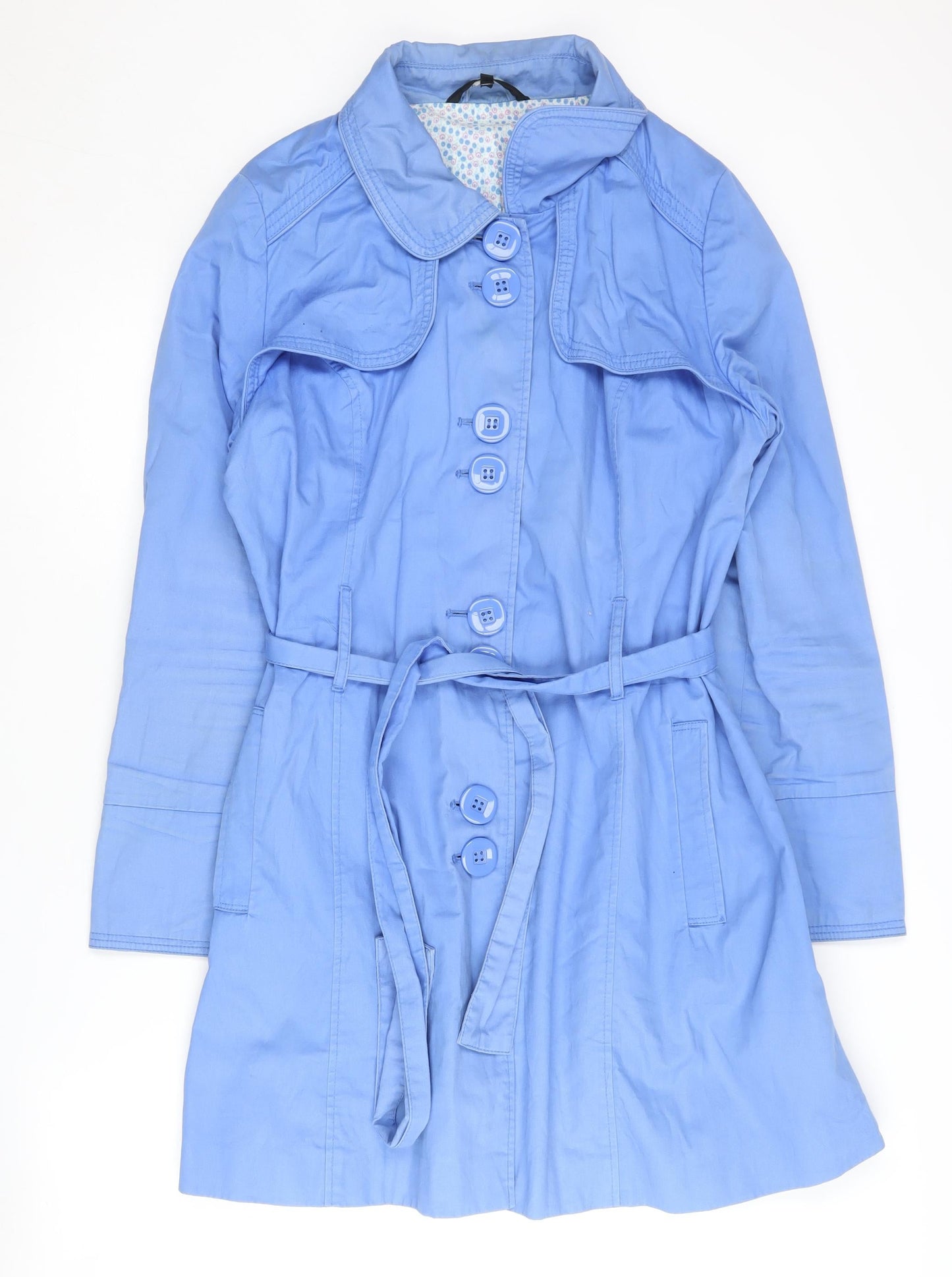 Dunnes Women's Blue Bel Elegance Trench Coat Size 12