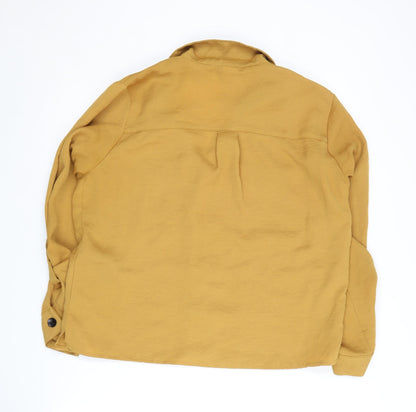 Womens UK Size 10 Studio Yellow Basic Button-Up