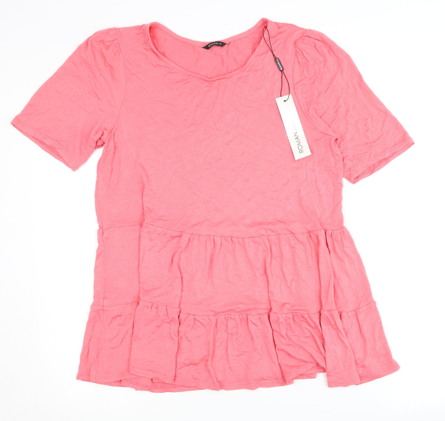 Womens UK Size 12 Roman Pink Basic Blouse