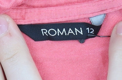 Womens UK Size 12 Roman Pink Basic Blouse