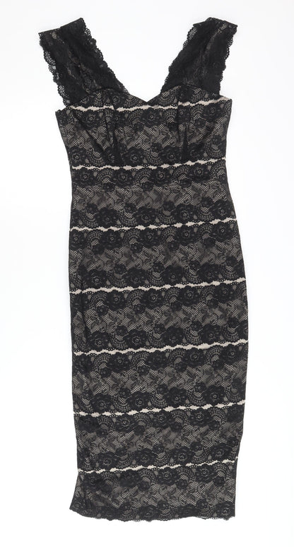 Phase Eight Women's Black Lace Sheath Dress Size 10