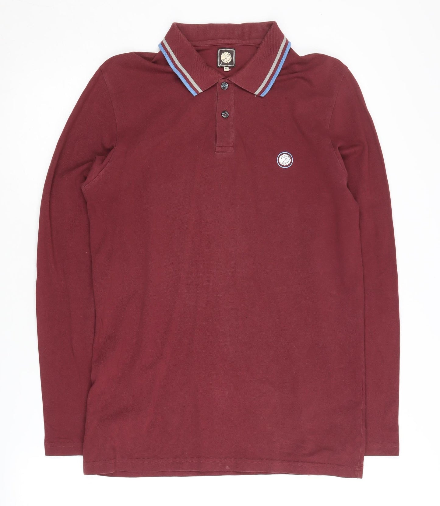 Pretty Green Men's Red Long Sleeve Polo Shirt M