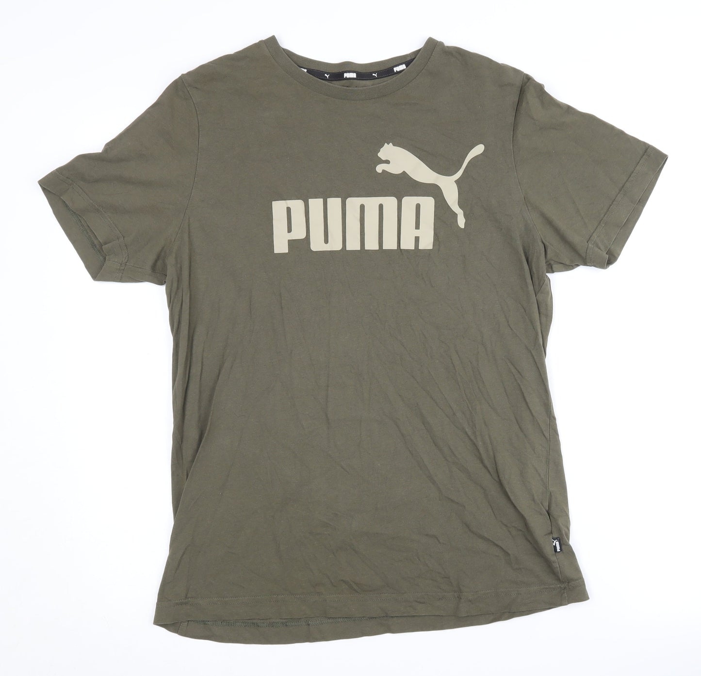 Puma Men’s Green T-Shirt Medium, Crew Neck, Short Sleeve