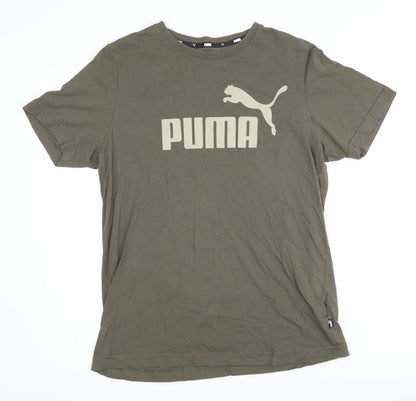 Puma Men’s Green T-Shirt Medium, Crew Neck, Short Sleeve