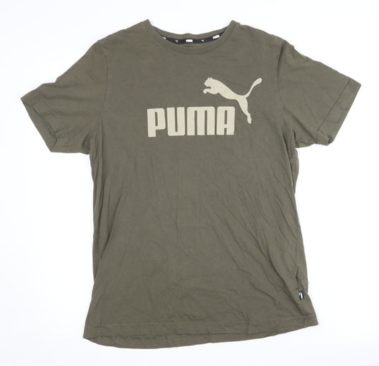 Puma Men’s Green T-Shirt Medium, Crew Neck, Short Sleeve