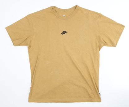 Nike Men's Brown Relaxed Fit Logo T-Shirt - Medium