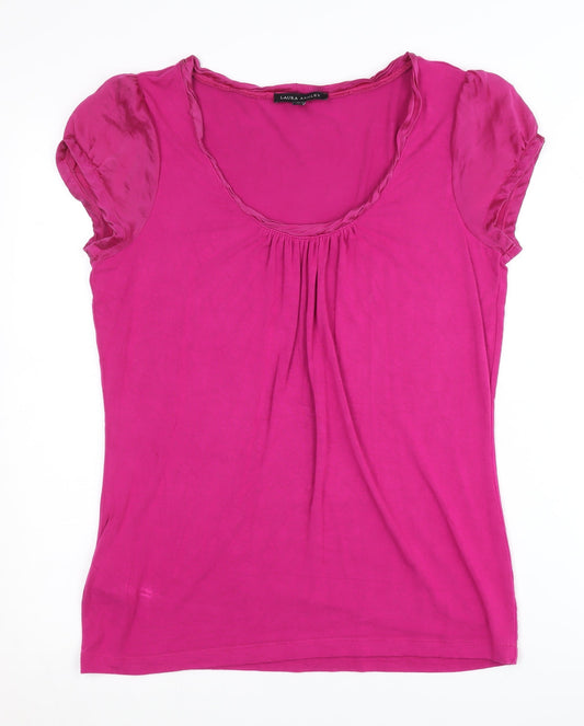 Laura Ashley Women's Pink Scoop Neck T-Shirt, Size 14