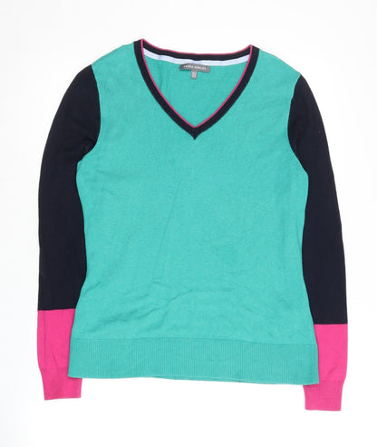 Laura Ashley Women's Multicoloured V-Neck Jumper Size 10