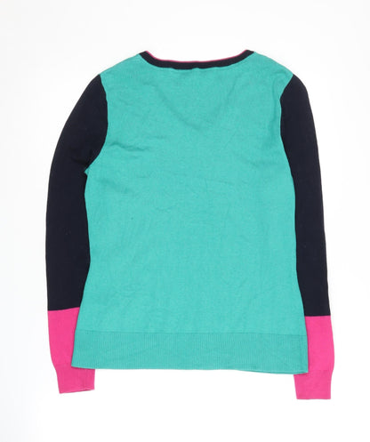 Laura Ashley Women's Multicoloured V-Neck Jumper Size 10